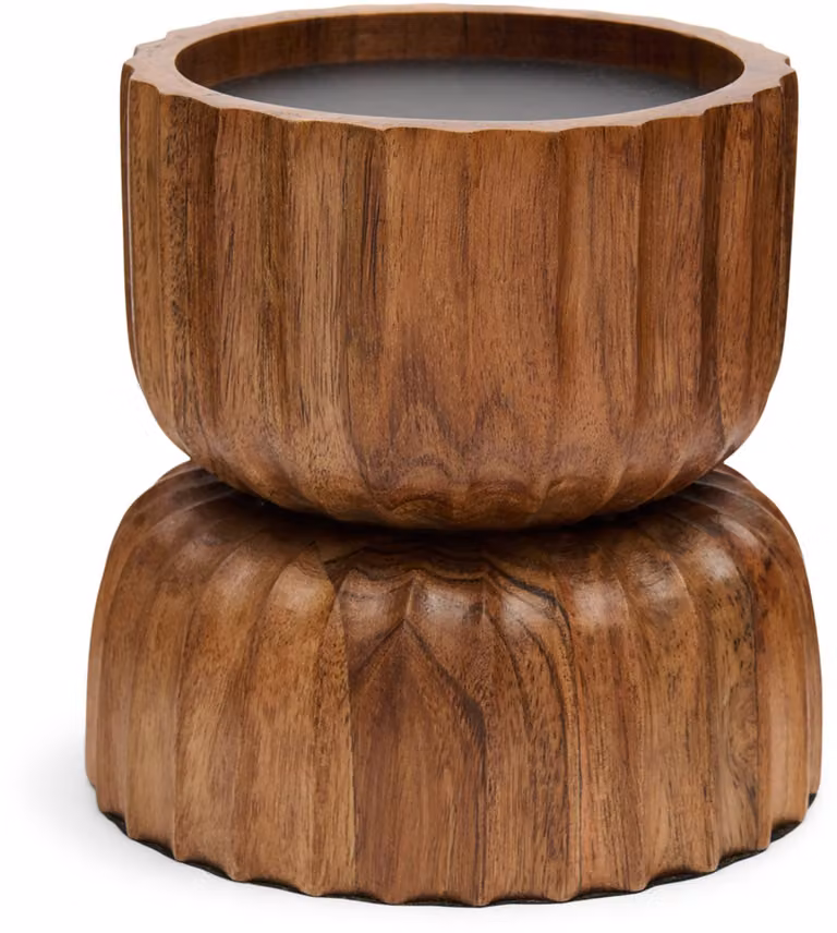 Riviera Maison Josh Kaarsenhouder Bruin Hout ØxH: 14 x 14 cm