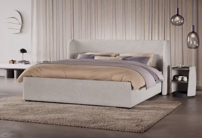 Swiss Sense Bedframe Night Milan - Gestoffeerd Bedframe met Zijvakjes - Grijs