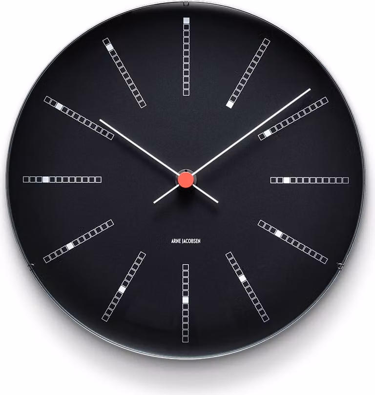 Rosendahl Arne Jacobsen Bankers wandklok, zwart, diameter: 29 cm