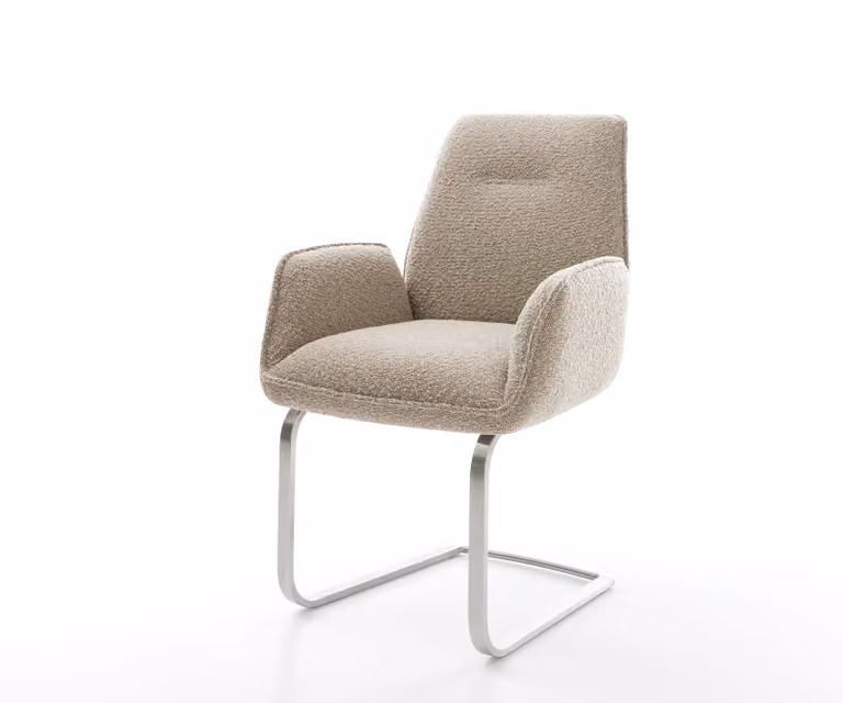 DELIFE Zoa-Flex Sledemodel Bank met Bouclé Bekleding en Pocketveer Kern in Beige en Zilver