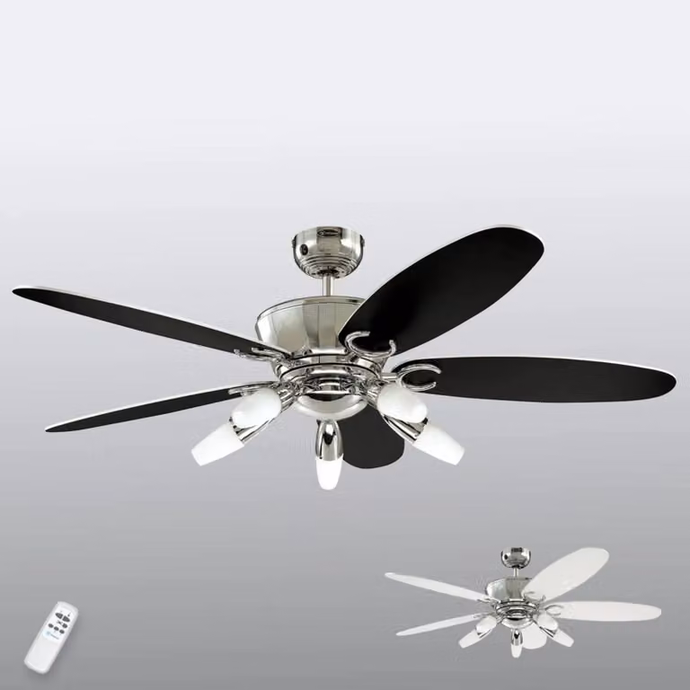 Westinghouse Arius plafondventilator met verlichting en afstandsbediening, zwart, modern