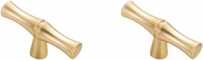Set van 2 gouden meubelgrepen in zinklegering met bamboe design, lengte: 5,5 cm