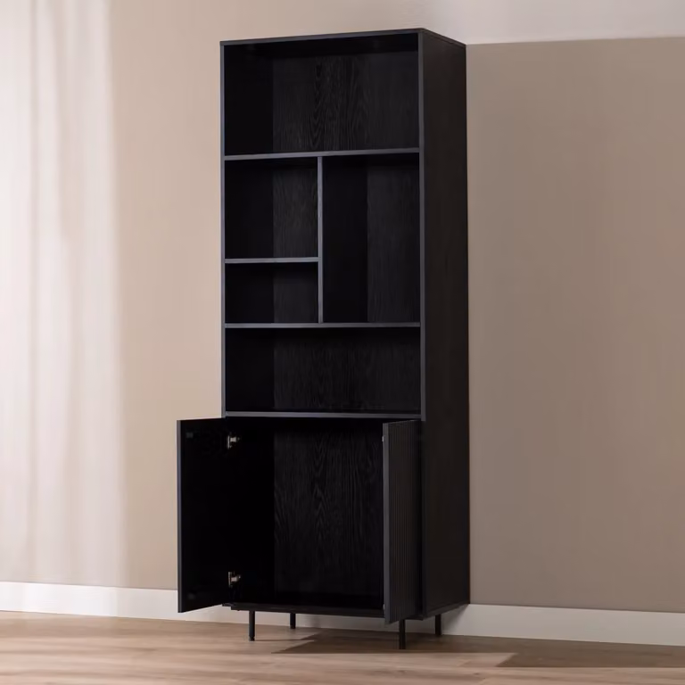 Wandkast Bronx71 Bradley zwart eiken, B: 80 cm, H: 220 cm