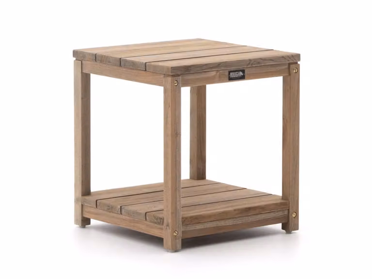 ROUGH Furniture Bijzettafel tuin ROUGH van teakhout, vierkant, bruin/grijs, B/D/H: 50 x 50 x 55 cm
