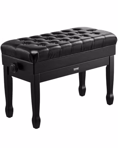 VEVOR Pianobank met opbergvak, zwart, B/D/H: 75 x 36 x 51,5 cm