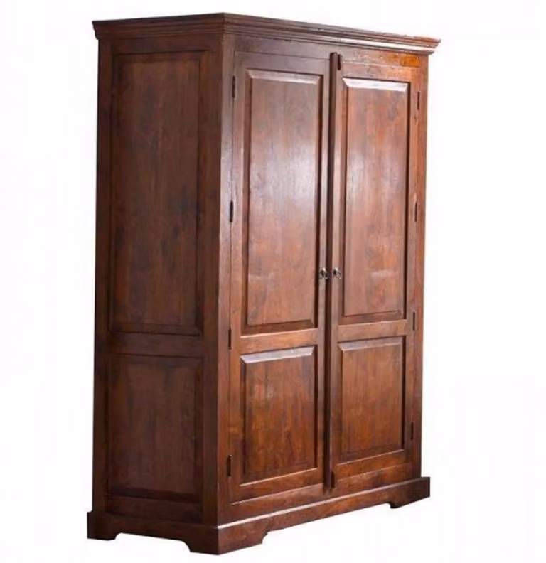 MASSIVMOEBEL24.DE OXFORD kledingkast van volledig massief acacia hout, donkerbruin, B: 140 cm, D: 65 cm, H: 200 cm