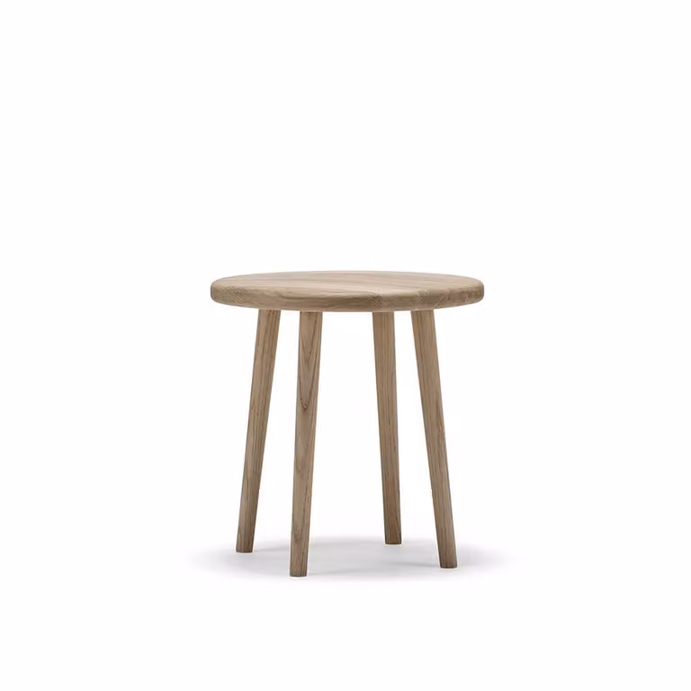 Stolab Miss Button ronde kruk Eikenhout witte olie, Ø44 x 45 cm