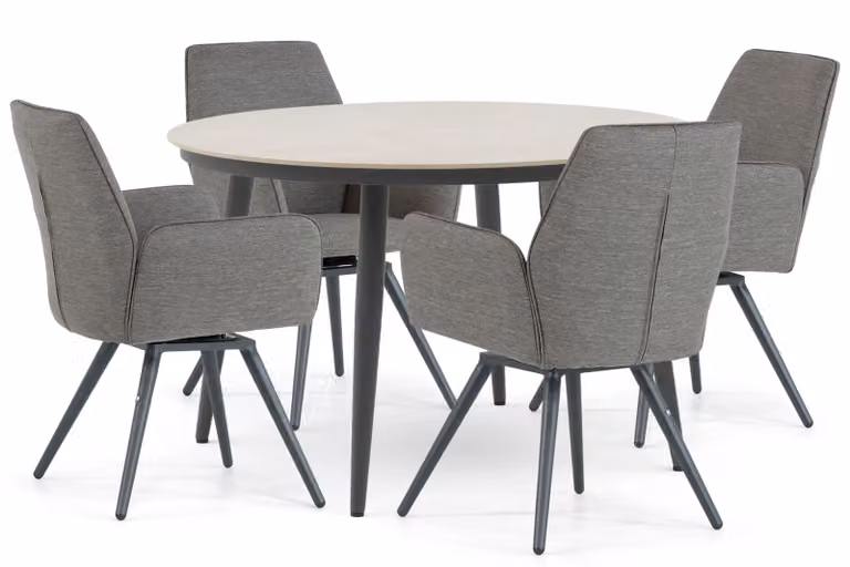 Lifestyle Garden Furniture Andorra/Vienna eettafelset voor in de tuin, 120 cm, antraciet/grijs