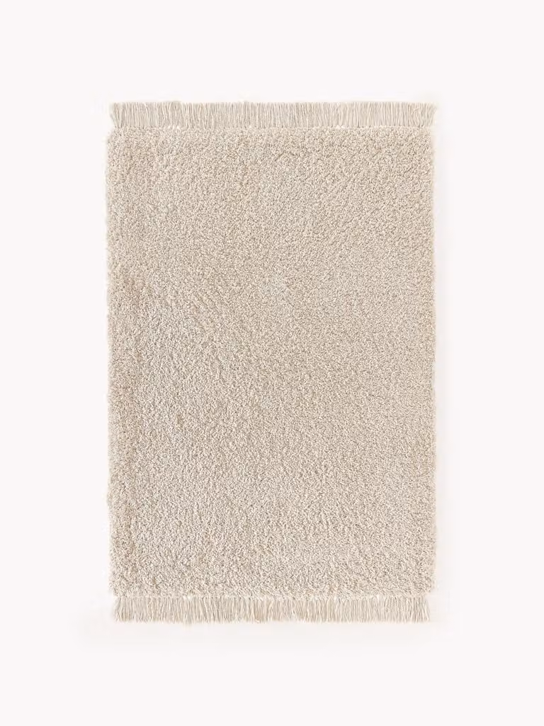 Westwing Collection Dreamy hoogpolig vloerkleed met franjes, rechthoekig, grijs