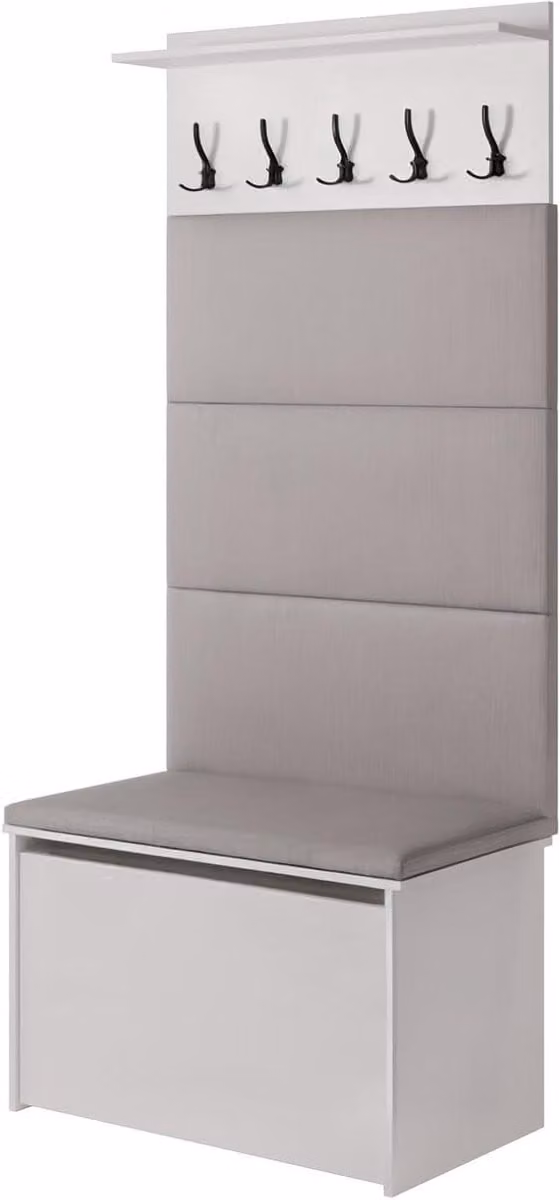 Garderobekast met zitting en geïntegreerde kledinghanger in grijs, B/D/H: 198 x 73 x 42 cm
