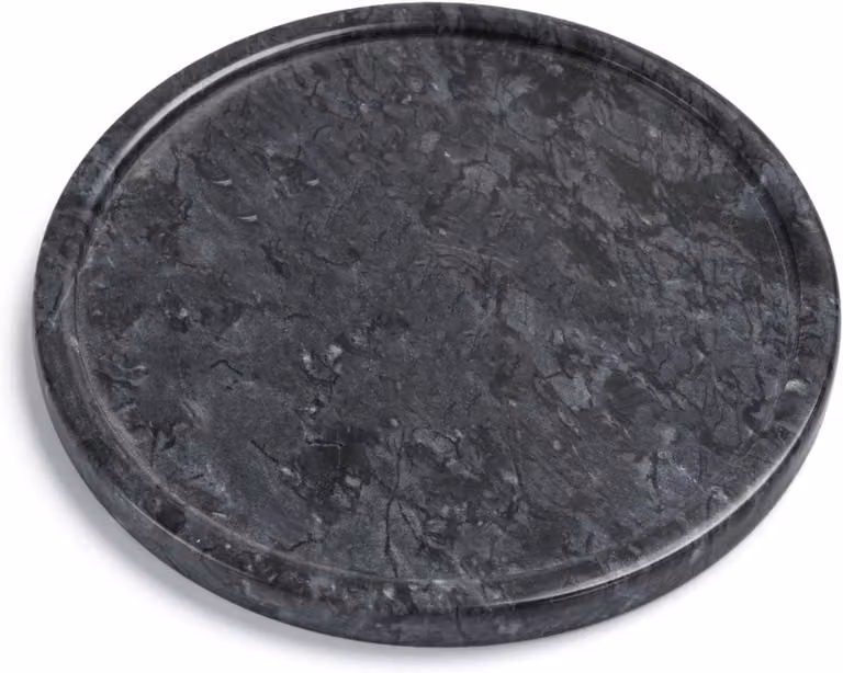 Rond Zwart Marmeren Dienblad - Decoratief Natuursteen Dienblad voor Keuken en Badkamer