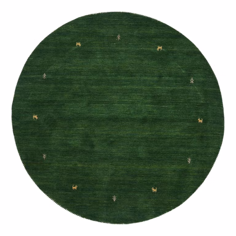 home24 Gabbeh Uni rond wollen vloerkleed groen Diameter: 120 cm