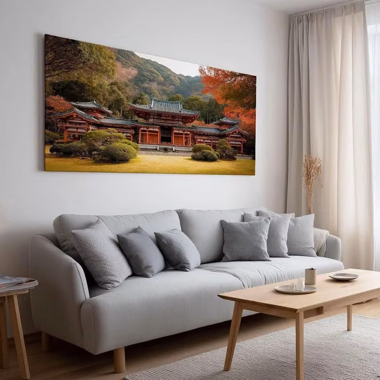 Canvasfoto met lijst in het groen - Wandkunst schilderij - 40 x 30 cm
