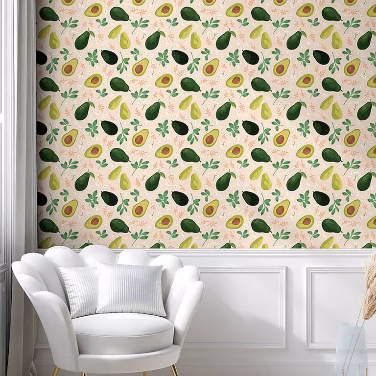 home24 Behang Avocado Botanisch Bloemenpatroon Beige en Groen
