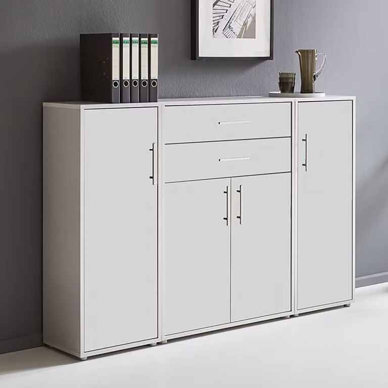 home24 Kastenset Straight 3-delig, grijs/lichtgrijs/mat wit, B/D/H: 114 x 33 x 85 cm