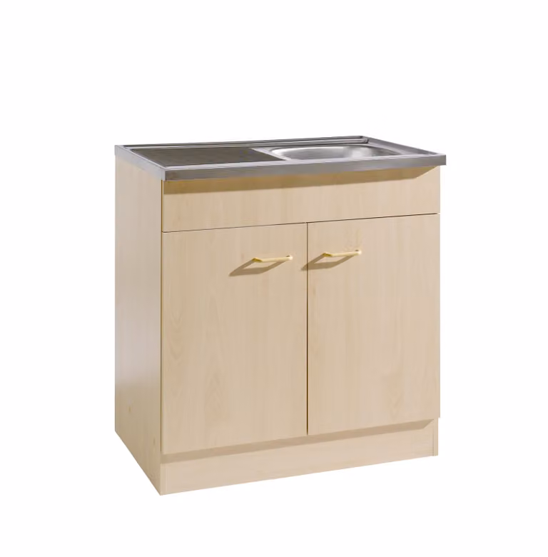 Held Keukenonderkast voor spoelbak met RVS spoelbak, houtlook, Breedte: 80 cm, Diepte: 60 cm