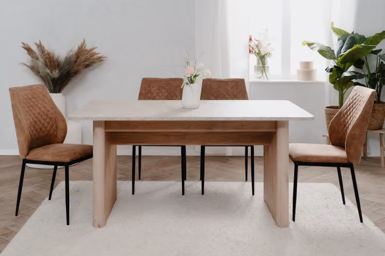 home24 Rinnes Uitschuifbare Eettafel Beige/Zandkleurig B: 160 cm, D: 75 cm, H: 90 cm