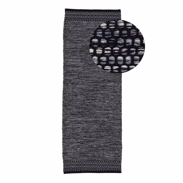home24 Loper Kelim Mia Vloerkleed zwart, B: 80 cm, L: 400 cm