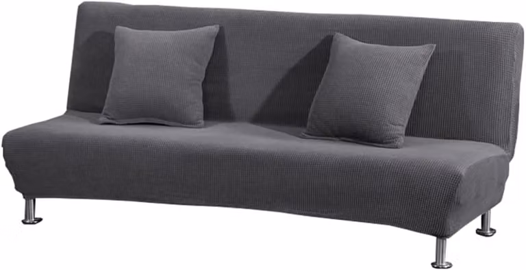 Grijs bankhoes zonder armleuningen voor banken van 180-210 cm breed met zacht rekbaar materiaal