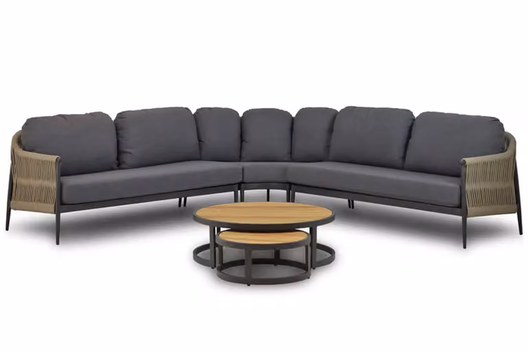 Coco Westfield 5-delige hoek loungeset met aluminium en grijze kussens