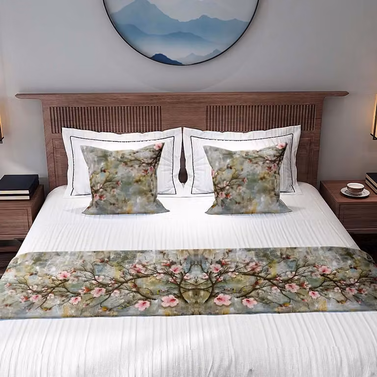 Groene Bloemenloper voor Slaapkamer en Tuin - Waterdicht en Vlekbestendig - B/D: 45 x 180 cm