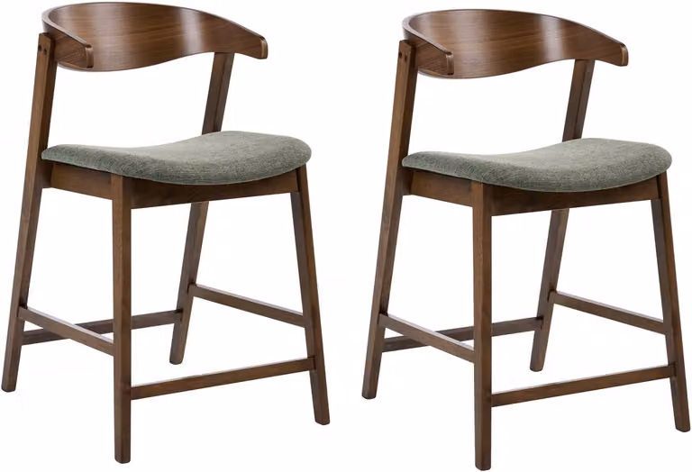 LILLY Barstoel set van 2 - Donkerbruin/Groen - Polyester