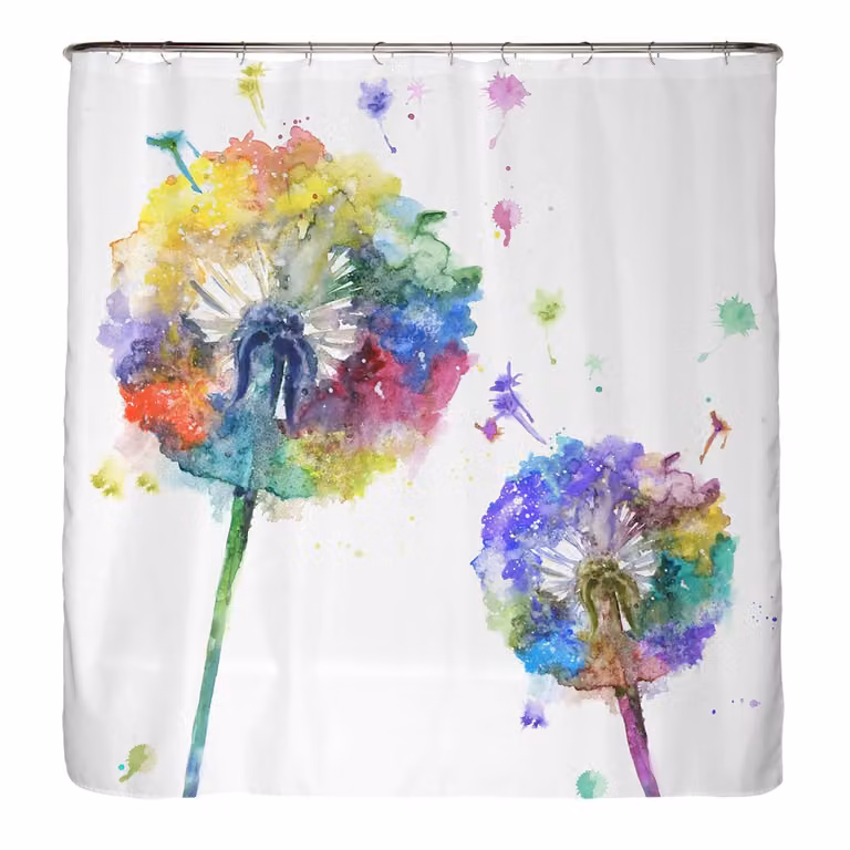 home24 Antischimmel douchegordijn Paardenbloem microvezel multicolore B: 180 cm, H: 200 cm