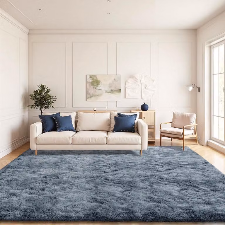Grijs Hoogpolig Vloerkleed met Antislip Onderkant - 200 x 290 cm