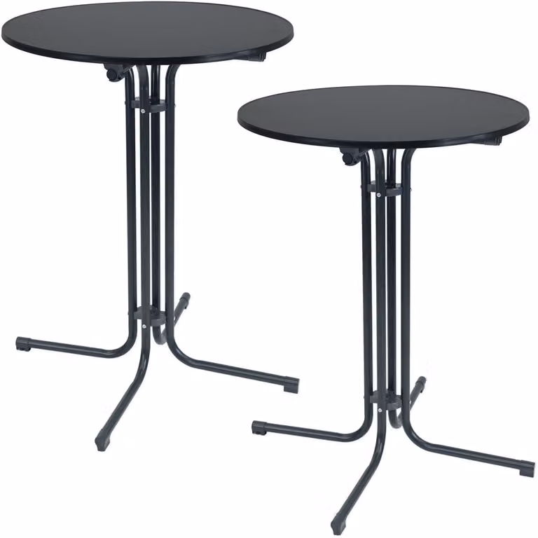 Set van 2 TRUTZHOLM inklapbare bartafels Ø 80 cm, hoogte 110 cm, antraciet