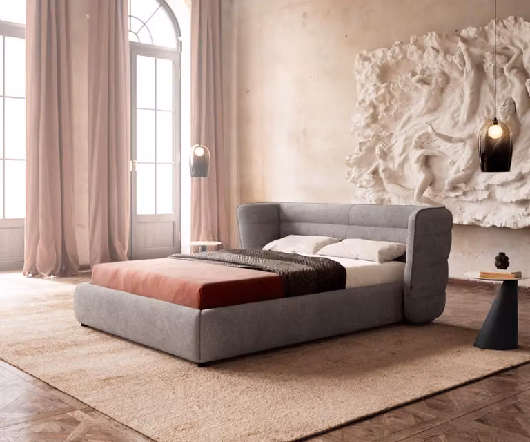 DELIFE Simea gestoffeerd bed met microvezel in grijs en zwart, 140 x 200 cm