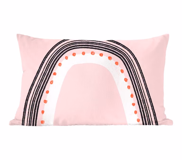PillowMonkey Sierkussen Regenboog Minimalisme Roze B/D: 60 x 40 cm