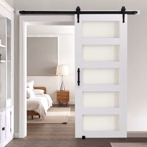 VEVOR Schuifdeursysteem met matglas en H-frame voor badkamer, B: 914 mm, H: 2134 mm
