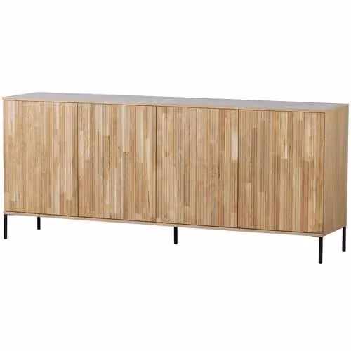 WOOOD Modern Dressoir van Eikenhout in Zwart, Beige en Bruin - B: 200 cm, H: 85 cm, D: 46 cm