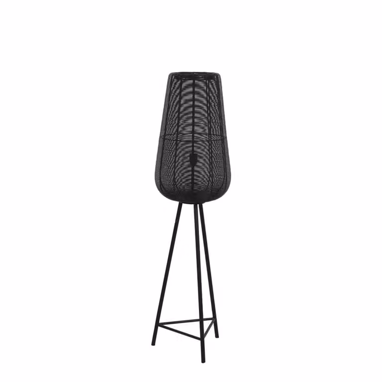 Light & Living Adeta Tripod vloerlamp zwart met metalen voet en cilindrische kap - H 135 cm