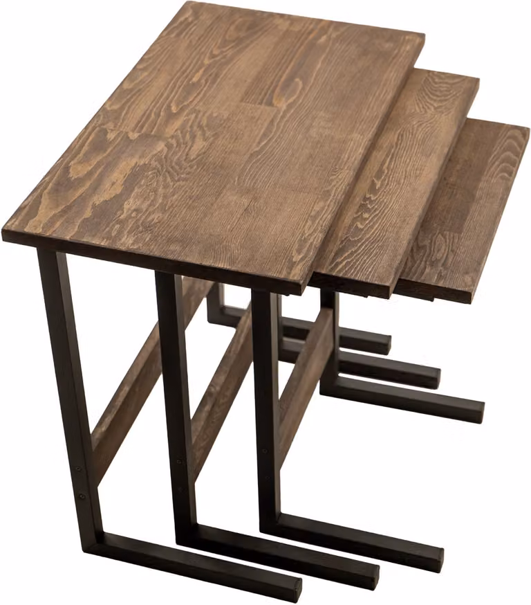Industrial Living Bijzettafels set van 3 - Industrieel - Metaal en hout - Zwart