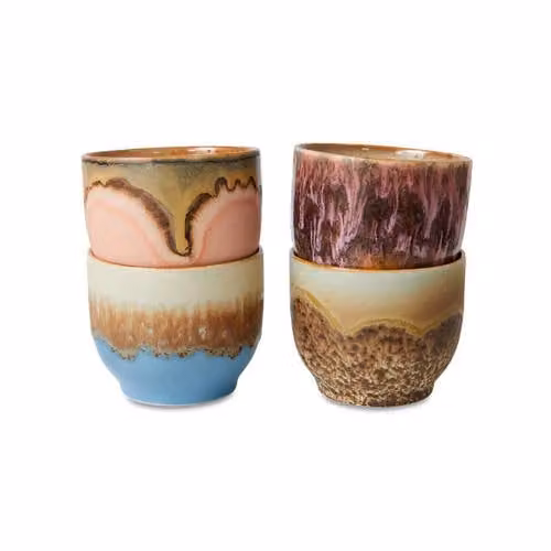 HKliving koffiekopje 70s set van 4, 200 ml, Ø 8 cm