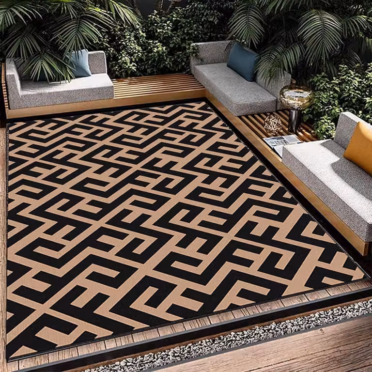 Bruin buitentapijt met antislip structuur voor tuin, balkon of terras, 4x6 ft