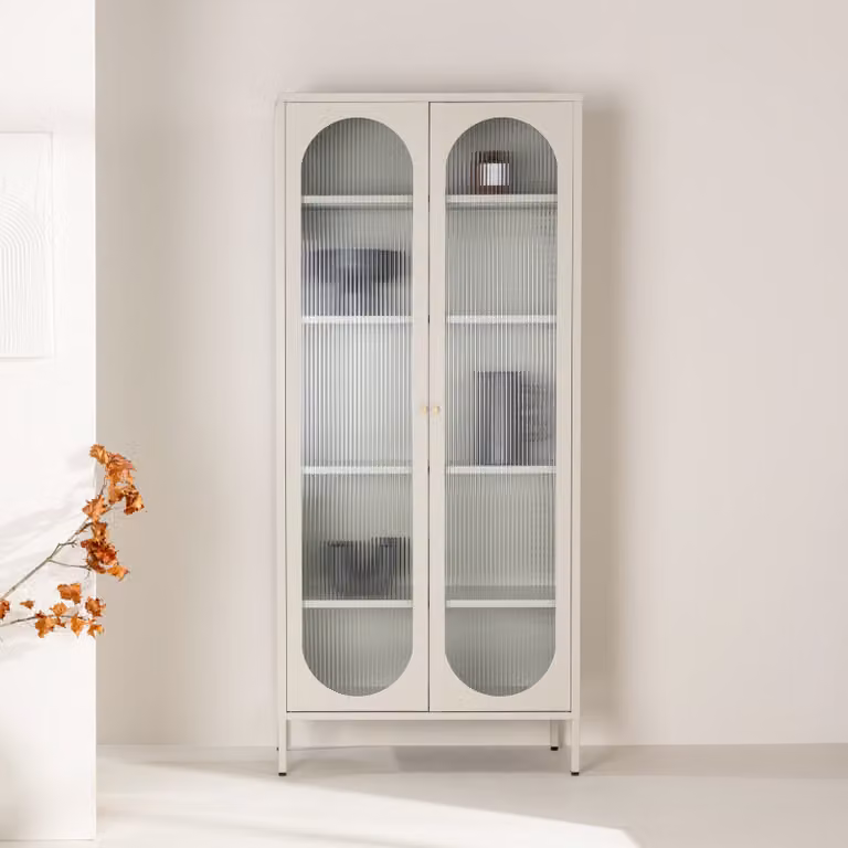 Nohr Vitrinekast Tilla Beige B: 80 cm, H: 180 cm, D: 35 cm