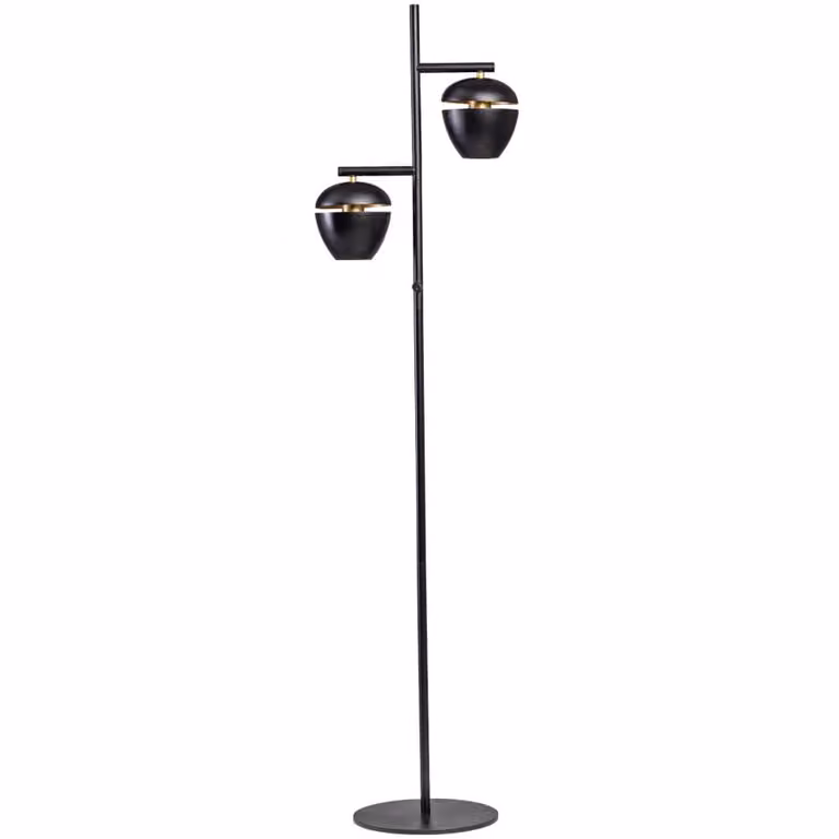 ETH Design vloerlamp Claire zwart met 2x E27 fittingen