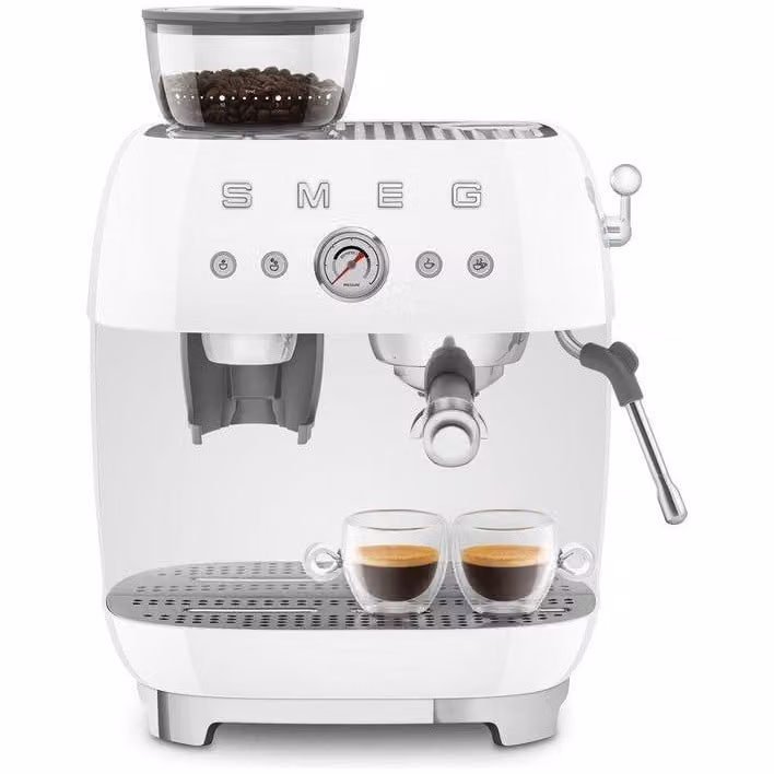Smeg EGF03WHEU Espressomachine met ingebouwde molen, 2,4 liter, Wit