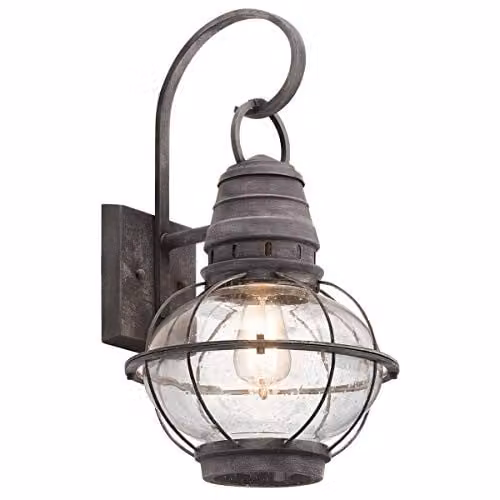 Steady Lighting Wandlantaarn Zinc van Metaal en Glas voor Buiten, E27, L: 31 cm