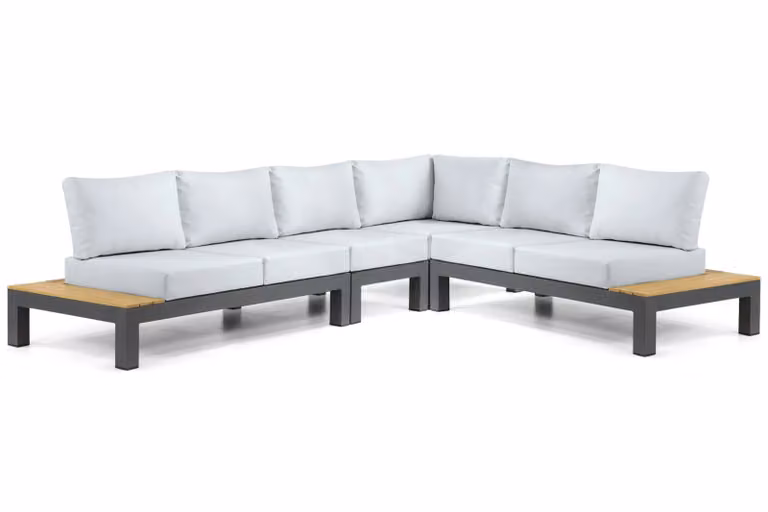 Lifestyle Garden Furniture Vittoria 4-delige hoek loungeset met aluminium frame en grijze kussens