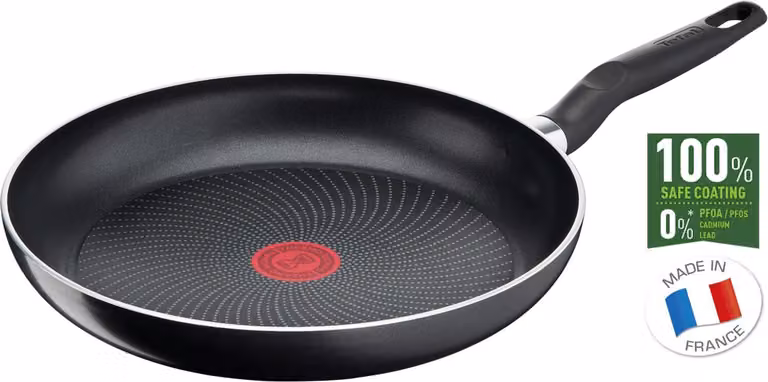 Tefal Start'easy C26704 Ronde universele koekenpan, zwart, met titanium coating en temperatuurindicator