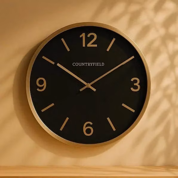 Countryfield Wandklok Modern Rond Metaal Zwart/Goud Ø 50,5 cm