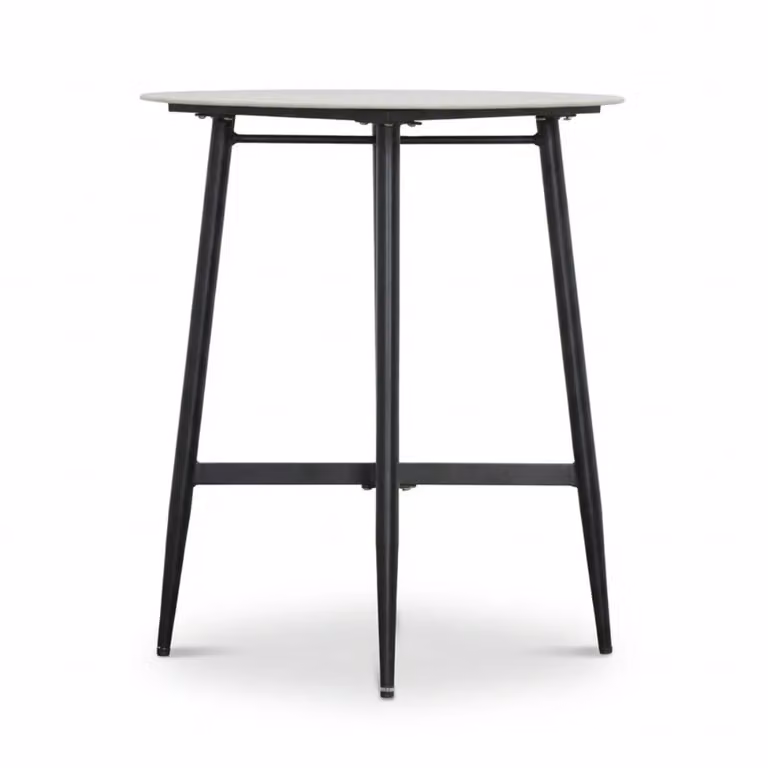 LUX outdoor living Santos dining bartafel voor 4 personen, sintered stone en aluminium, Marble Grey, Diameter: 90 cm