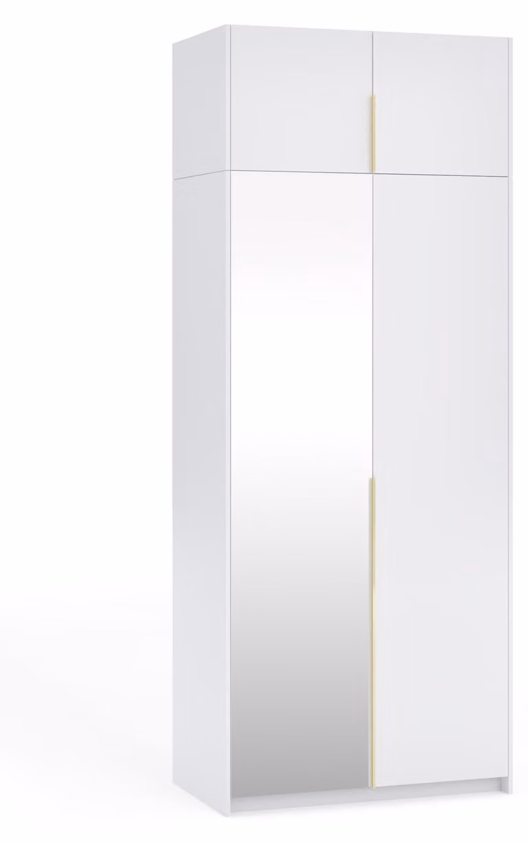 Margaret Hadas24 APOLLONIA I kastenwand met spiegel en schuifdeuren, wit met gouden handgrepen, B: 100 cm, H: 250 cm