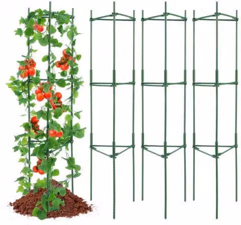 VEVOR 4-pack tomatenkooien voor de tuin, groene en zwarte plantensteun voor groenten, bloemen en klimplanten, Hoogte: 160 cm