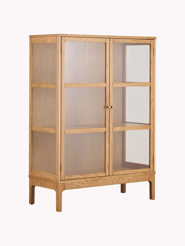 House Nordic Houten Vitrinekast Zamora - Eiken - Bruin/Beige - B: 126 cm, H: 90 cm