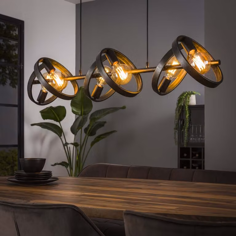 Lyora Hover charcoal ring hanglamp voor de eettafel - Black/Grey - Ø 26 cm