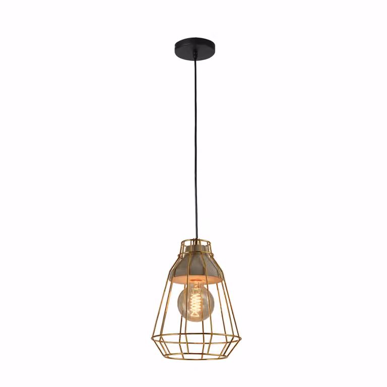 QUVIO Hanglamp industrieel - Beton met kooi - Diameter: 19,5 cm